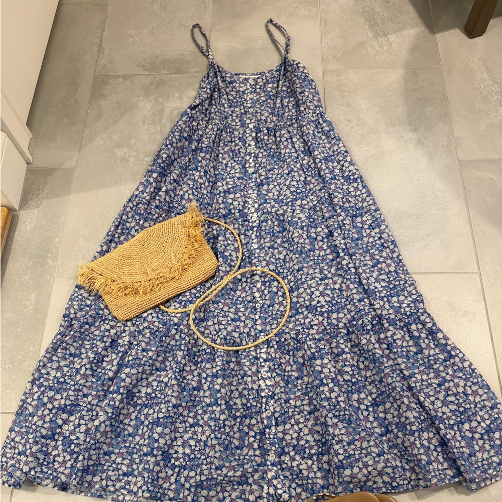 XiRENA Blue Floral Tiered Maxi Dress